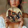 Vintage Round Metal Wall Art Retro Truck Decor for Cafe Bar Home