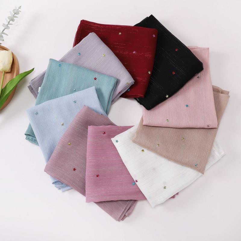 Silver Star Hot Drilling Chiffon Long Scarf Ethnic Fashion Women