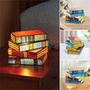 Colorful Design Stacked Books Lamp Resin Handicraft Stained Glass Desk Reading Light Art Craft Stacked Books Design