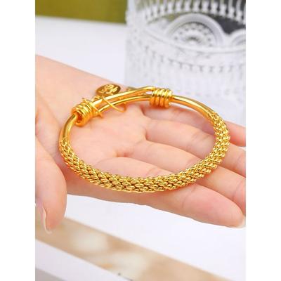 Gold Color Sweet Osmanthus Twist Classic Simple Twist Push-pull Solid Bracelet High Sense.