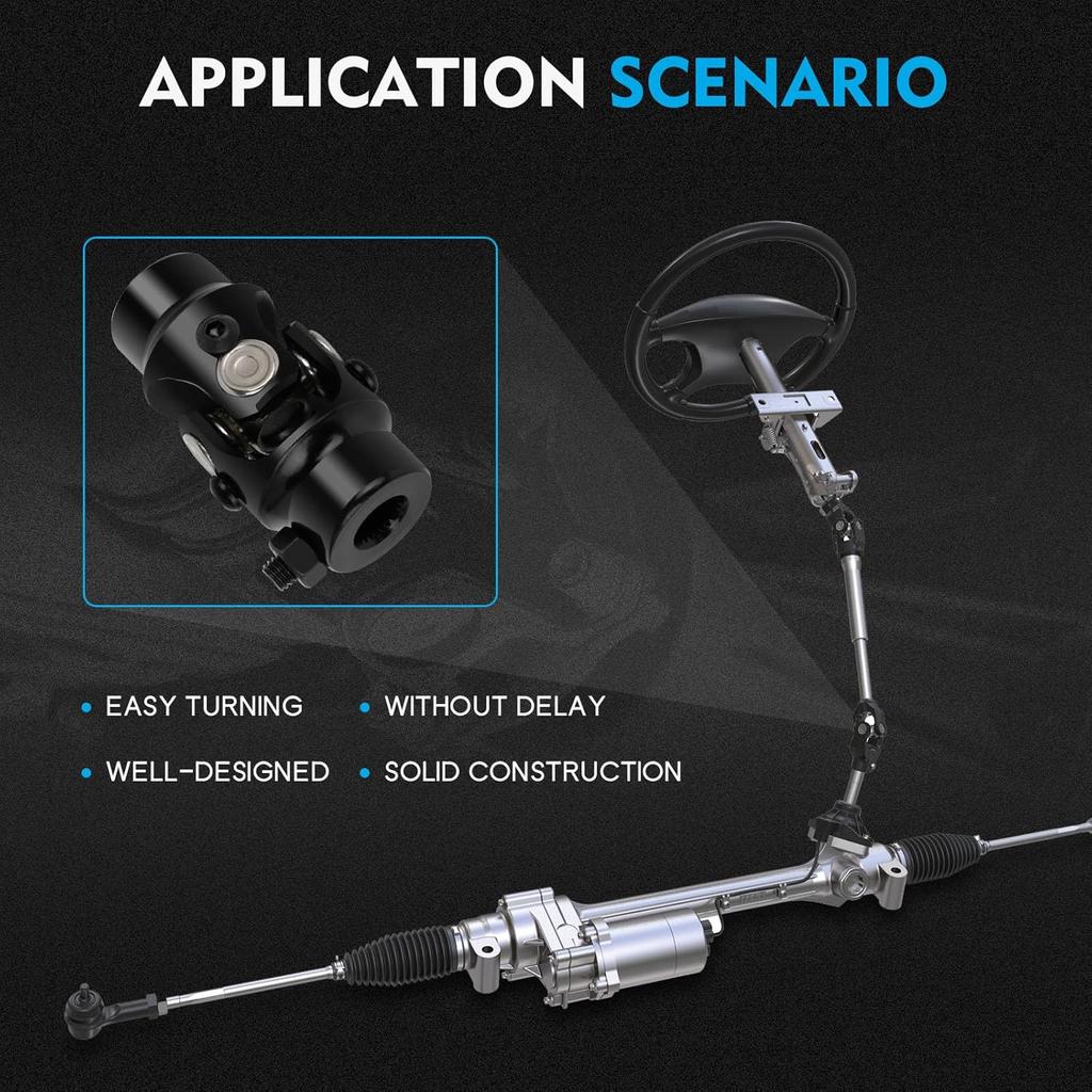 ECCPP 9/16-26 Spline X 3/4" Round Round Single Steering Joints Black Universal U-Joint Shaft 83mm