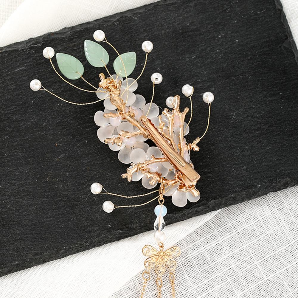 Elegant Vintage Flower Hanfu Ancient Handmade Headpieces Long Tassel Hairpins Hair Sticks