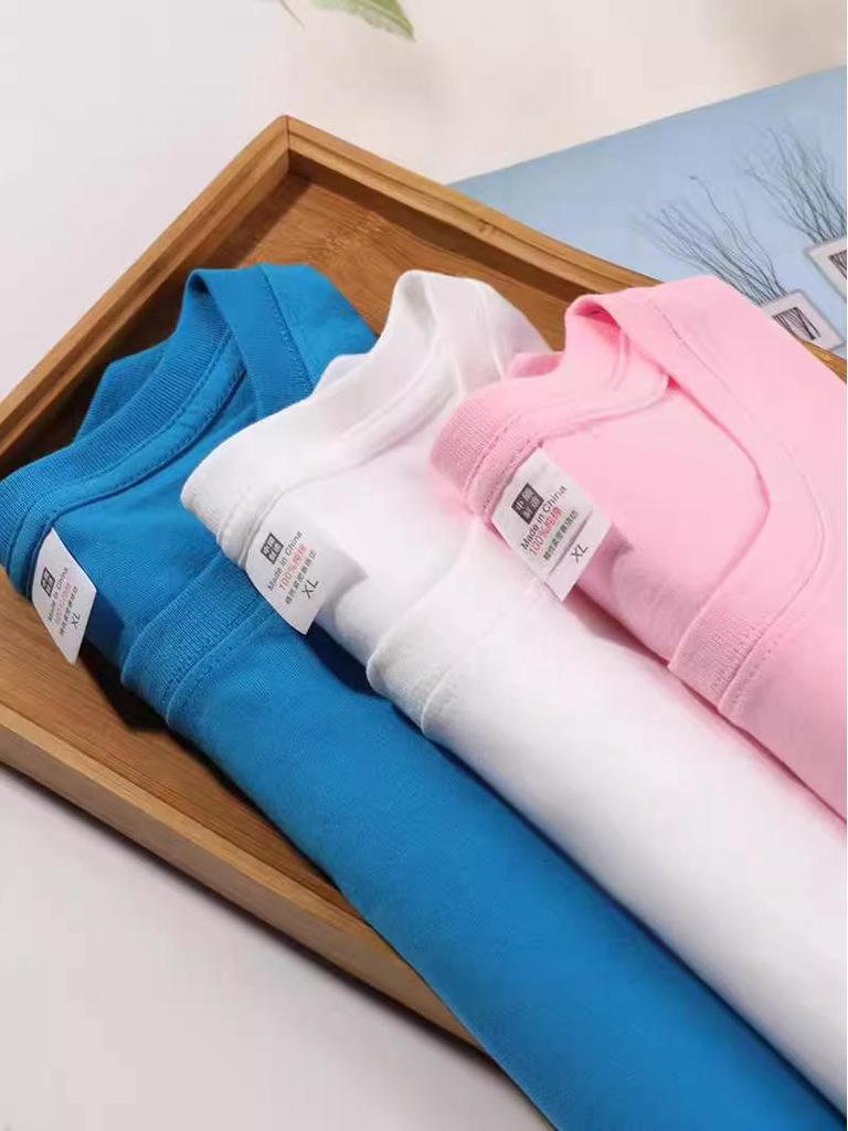 T-shirt da Uomo Girocollo Manica Corta 180g Cotone - Colore Unico Bianca per Stampa Logo Fai-da-te