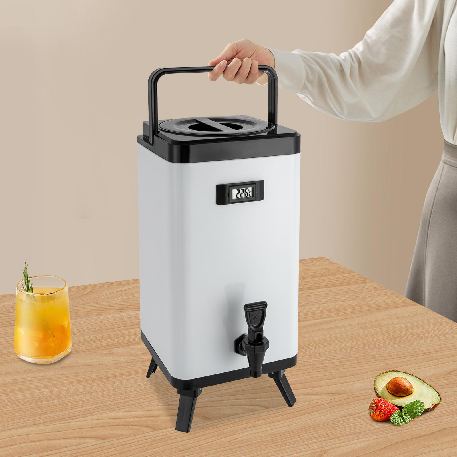 

White Stainless Steel Insulated Beverage Dispenser with Built-in Temperature Gauge,Leak-Proof Faucet for Hot Cold Drink Storage белый