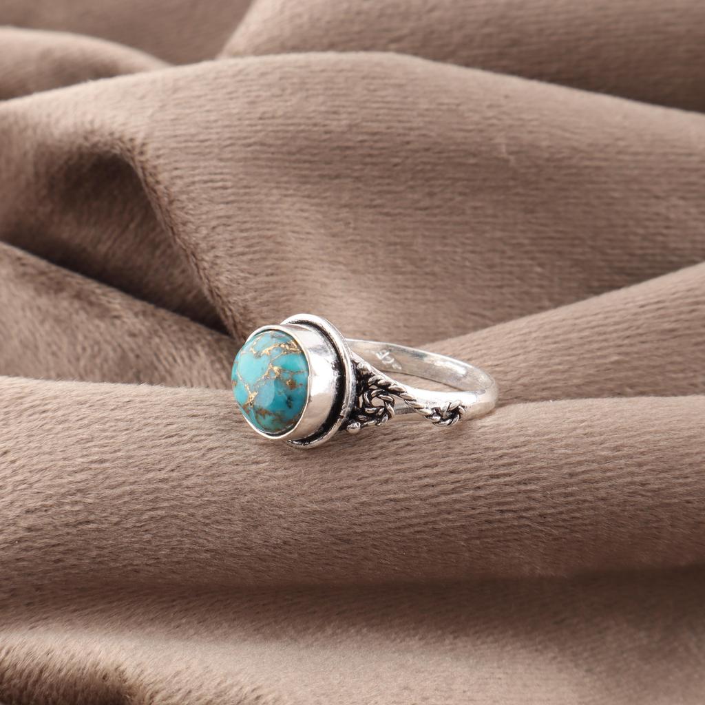 Blue Copper Turquoise Ring Gemstone Jewelry, 925 Solid Sterling Silver Ring, Handmade Jewelry Ring, Gift For Her