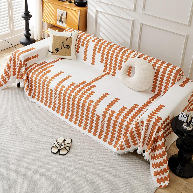 Chenille Love Stripe Sofa Towel Universal for All Seasons One-piece Type Sofa Towel Home Living Room Sofa Blanket Cloth Towel