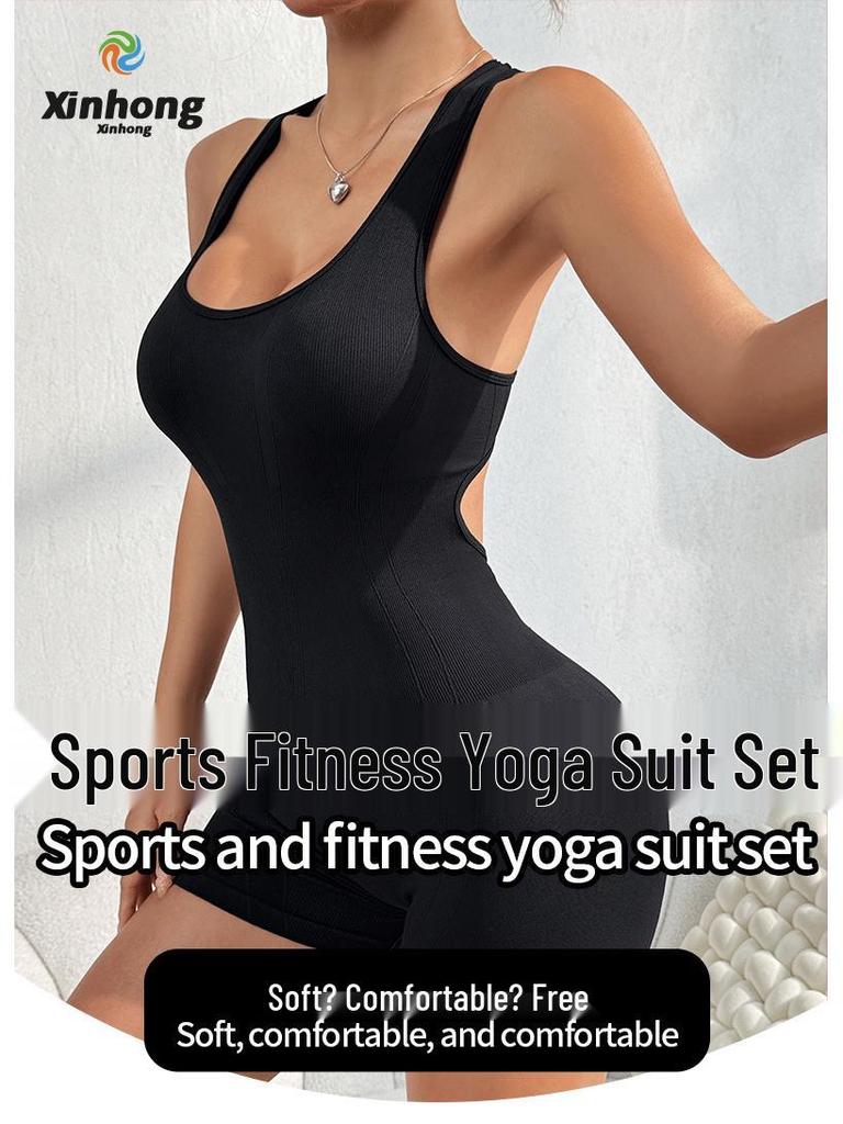 High-End Seamless Summer Yoga Jumpsuit with Hollow Back for Women