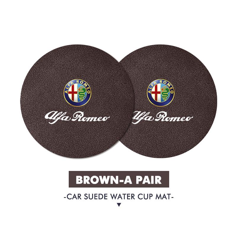 Car Stickers 2pcs Car Coaster Anti Slip Mat Water Cup Pad Accessories For Alfa Romeo GT Stelvio F1 Brera Volante Tonale Gloria D QA4