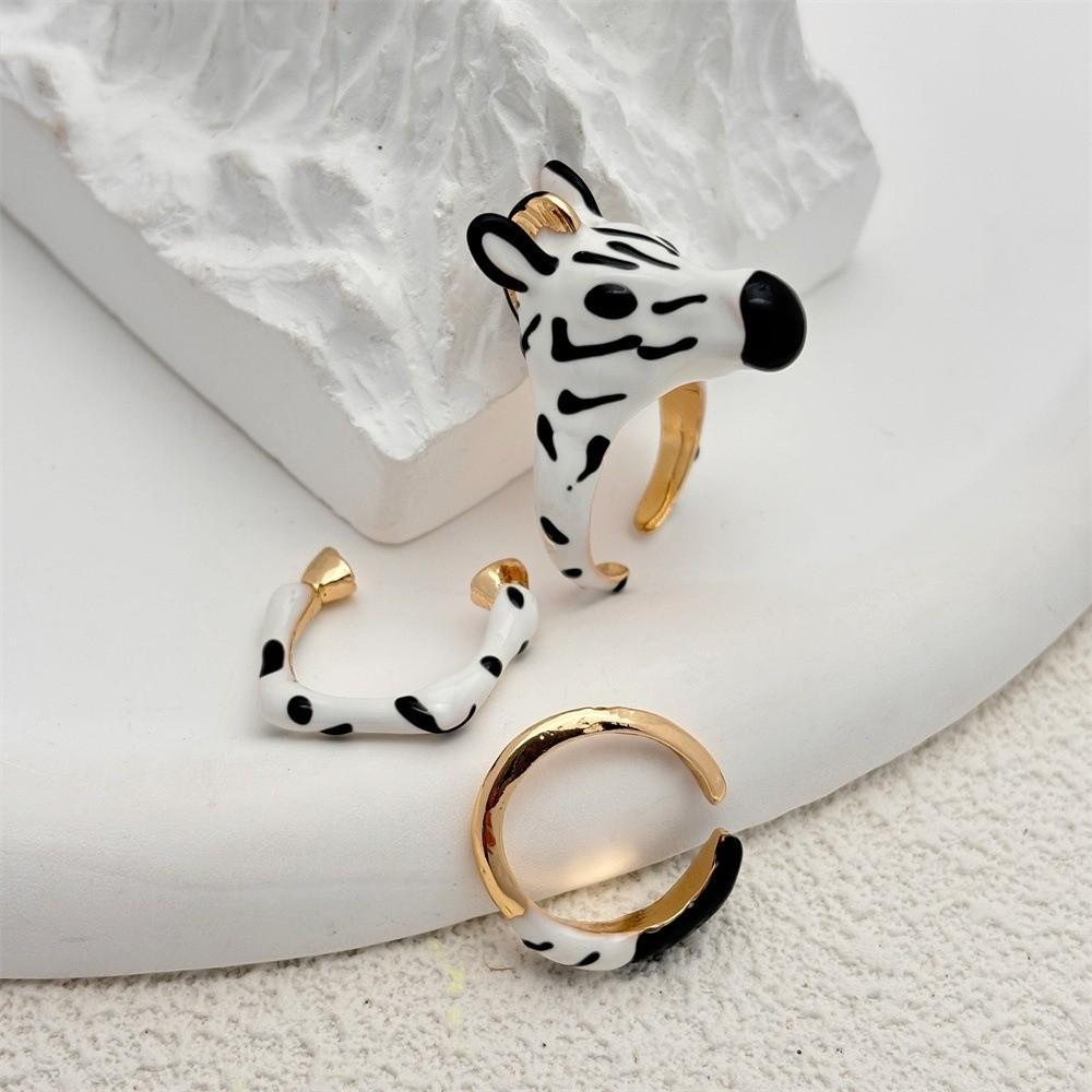 Vintage Cartoon Glaze Ring Pony Horse Opening Finger Ring Animal Horse Ring Set  Party Favors