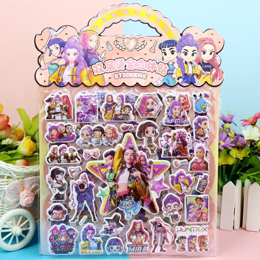 New Huntress Group Sticker Double-Layer 3D Bubble Sticker Gold Foil Decoration Sticker for Children's Girl Reward Gift