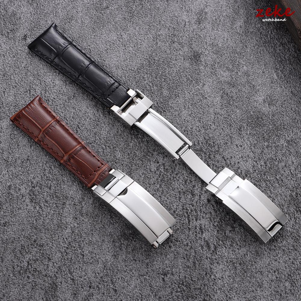 20mm Genuine Leather Watch Band for Rolex Water Ghost SUBMARINER Yacht-Master DAYTONA GMT Slub Cowhide Straps Watch Accessories