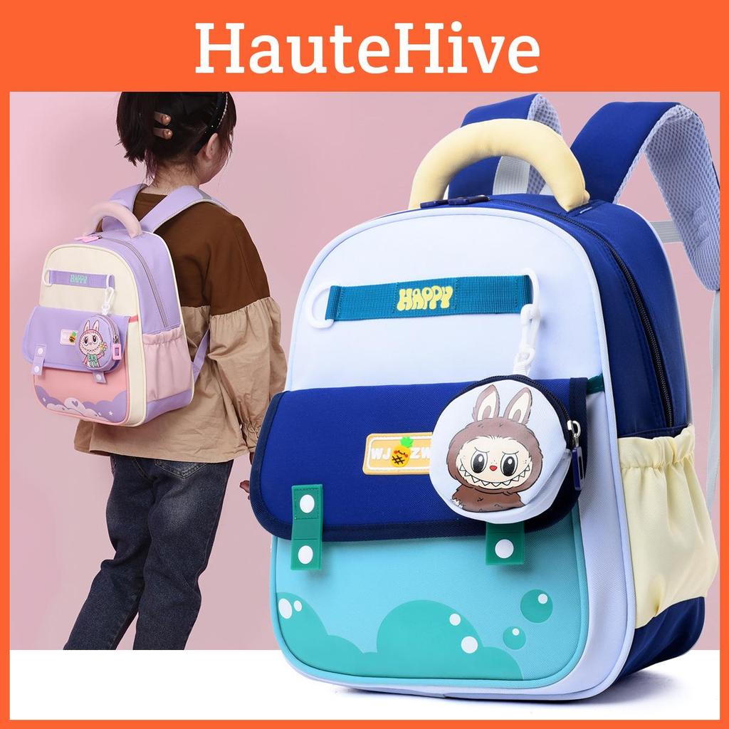 Letter Childrens Backpack With Adjustable Shoulder Strap Zipper Design