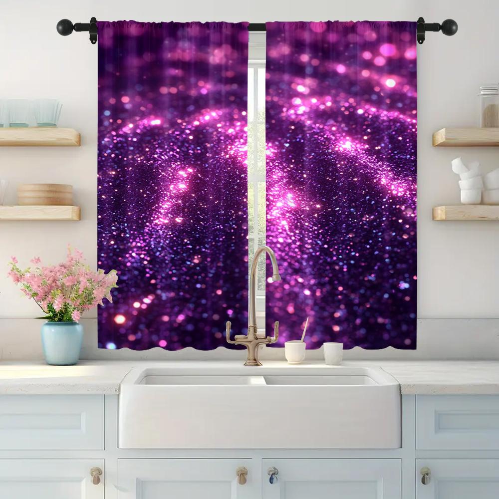 2pc,  Party Curtains Pink Abstract Star Machine Washable Polyester,Without Electricity Wall Decor Applies to Holiday Parties