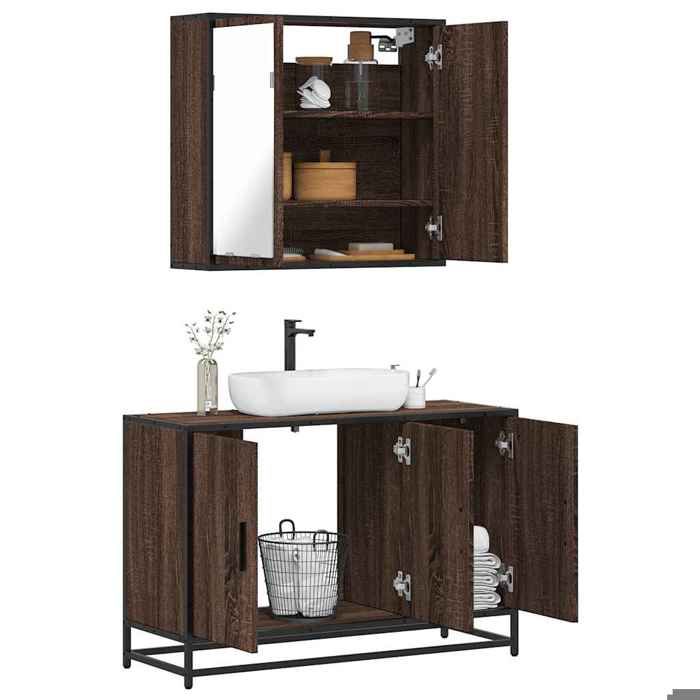 VidaXL Ensemble de meubles de salle de bain 2 pcs Chêne marron 3300894