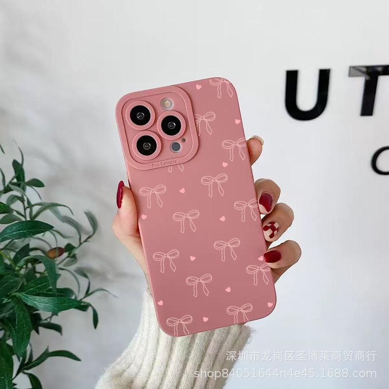 Pink bow for Apple 15 mobile phone case iphone12promax set 14/13/11/XSMAX pupil eye 16