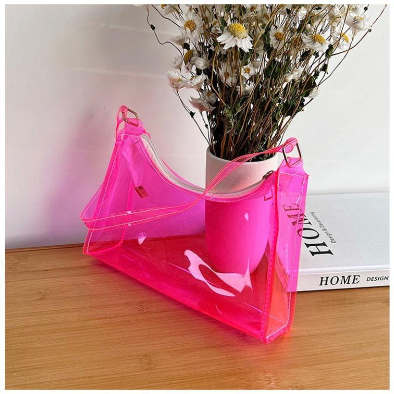 Transparent jelly bag 2 summer new PVC shoulder armpit bag candy color women's bag baguette bag