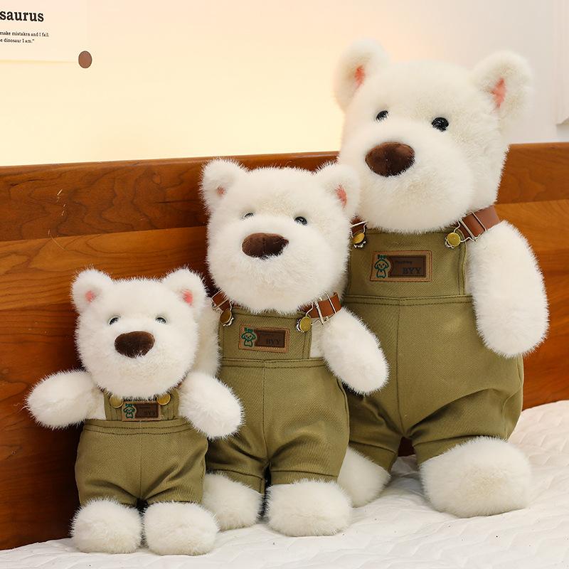 Cute West Highland Dog Plush Toy Can Be Taken Off Overalls Puppy Doll Doll Comforting Sleeping Doll