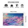 2D Aesthetic Room Backdrop, Cotton Candy Cloudscape with Crescent Moon Background