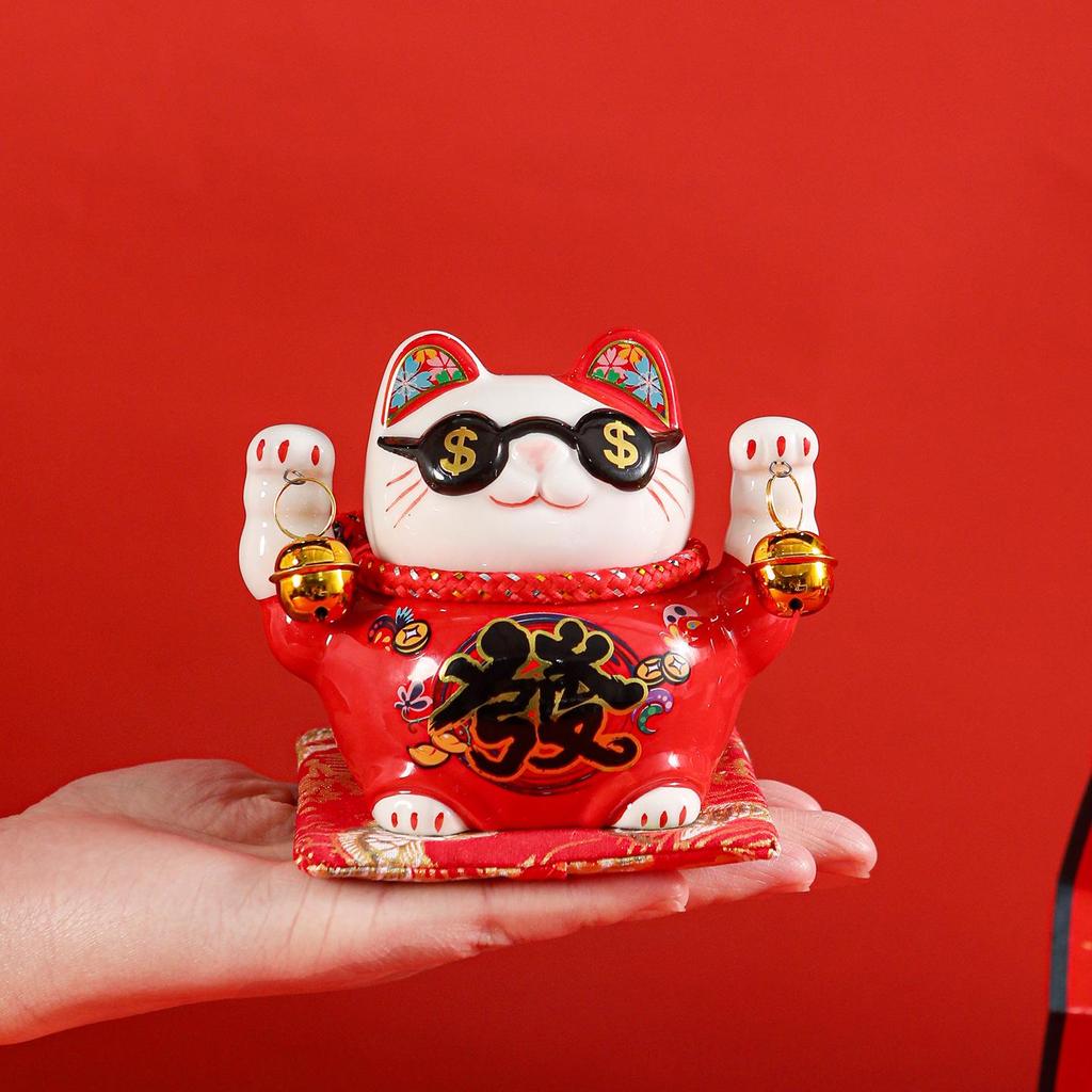 Creative Ceramic Lucky Cat Piggy Bank - Chinese Style Fortune Decor Gift
