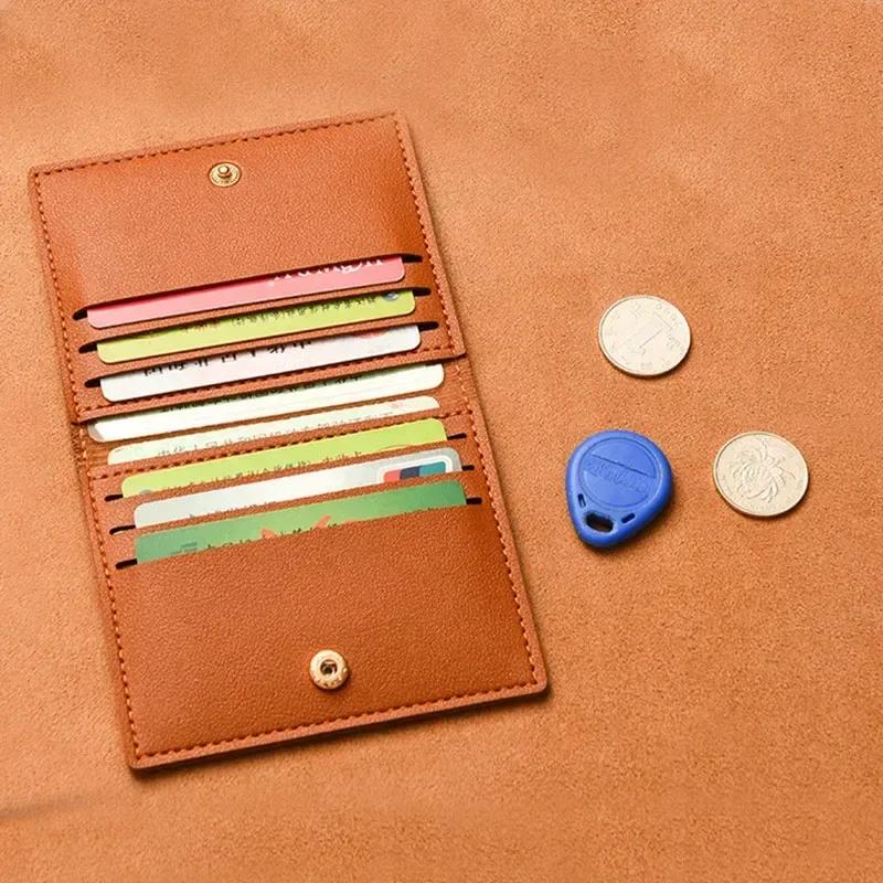 Small Credit Bank Card Purse Solid Leather Multi Slot Coin Money Card Holder Wallet Women Men Ultra-thin Id Card Holder Bag Case