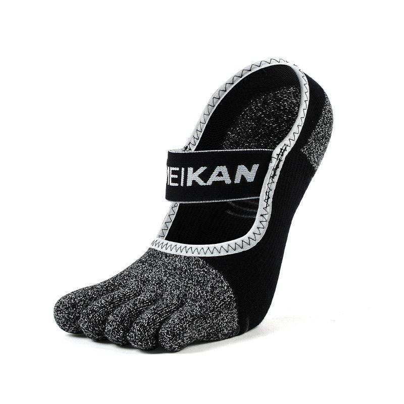 

Meikan Women s Five Finger Professional Yoga Socks Summer Workout Floor Pilates Sports Anti-Slip Trampoline Black Socks Black
