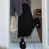 Korean-Style Women's Autumn Winter High Waist Slim-Fitting Knitted Midi Skirt with Lace Trim A-Line Versatile Knitted Skirt