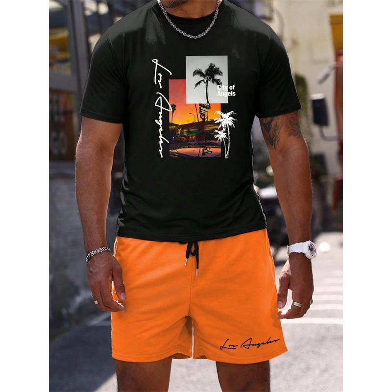 3D Coconut Print Classic Hawaiian Suit 2024 Summer Men's and Women's Gradient T-Shirt Shorts 2-Piece Beach Vacation Tracksuit