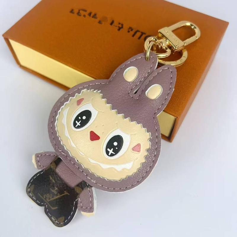 Metal Imitation Leather Keychain Pendant Cartoon Creative Couple Doll Jewelry Bag Pendant