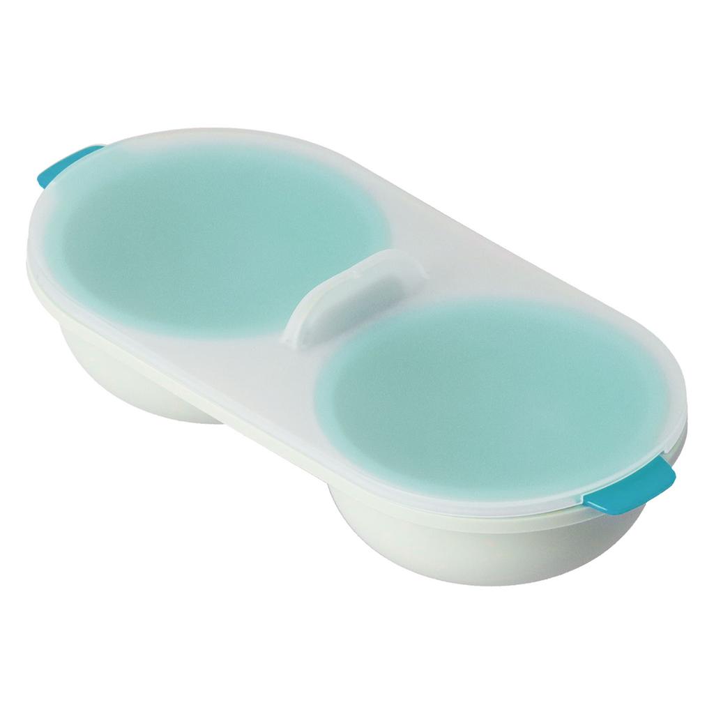 Microwave Egg Cooker Food Grade PP Removable Drain Basket Egg Cooker for Microwave Boiled EggsBlue