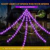 5m Giant Halloween Decorations Outdoor, 250 LED Lighted Spider Web 8 Lighting Modes Waterproof & Timer for Indoor Haunted House Yard Decor, Purple