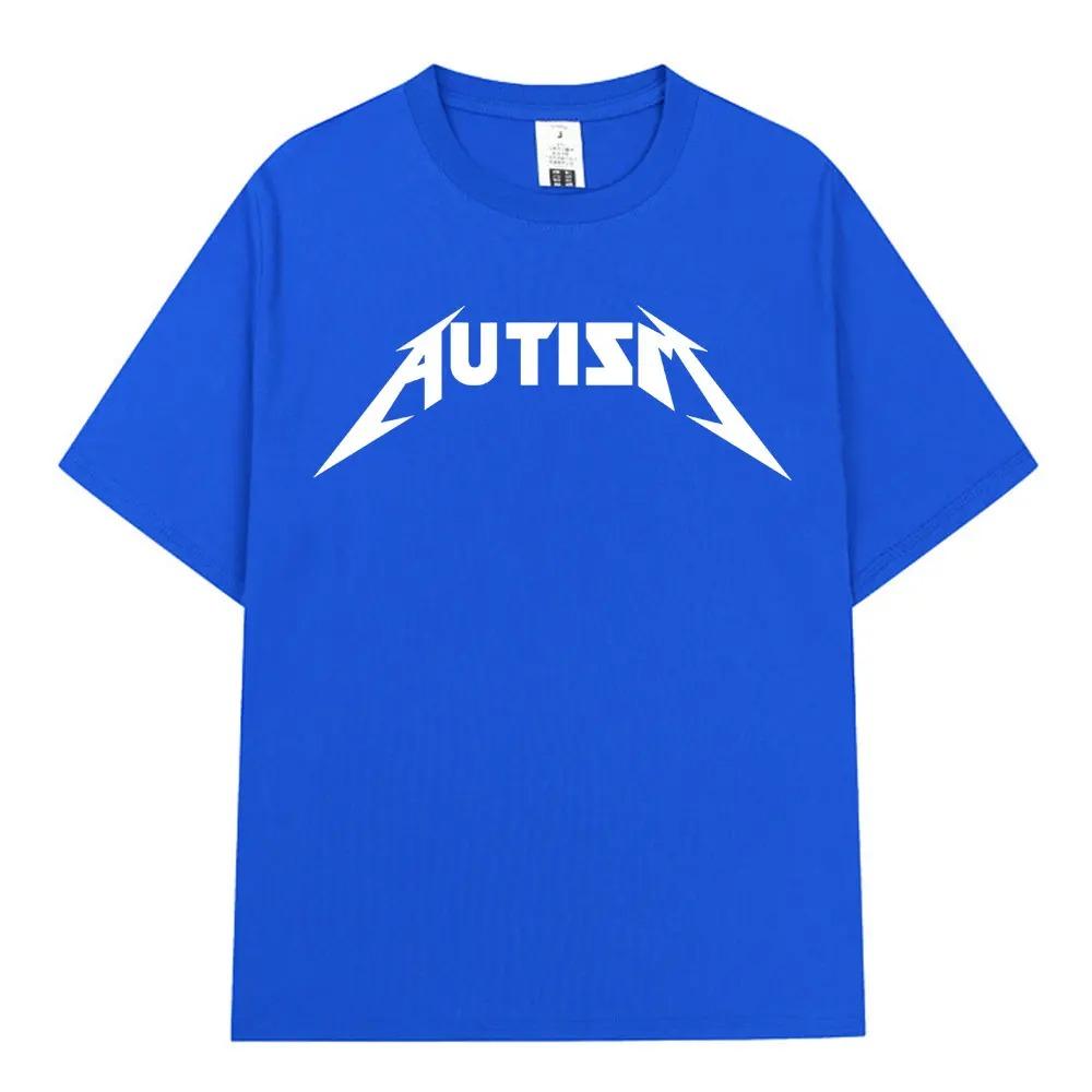 Autismus Metal Rock Meme Tričko Muži Ženy Móda Hip Hop Krátký Rukáv Oversized Trička 100% Bavlna Pohodlná Trička Streetwear