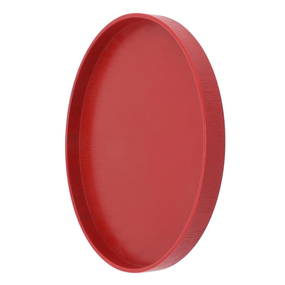 Food Meals Serving Wooden Tea Tray Round Wine Red Round Tea Plate Non-Slip Solid Wood Red Serving Tray Restaurant