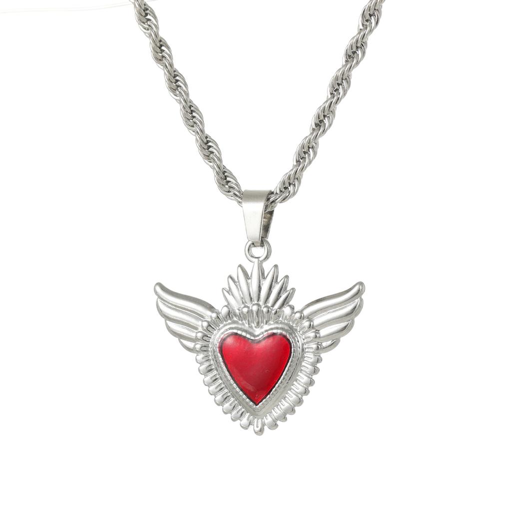Love Angel Wings Necklace Titanium Steel Pendant Versatile Twist Chain Jewelry
