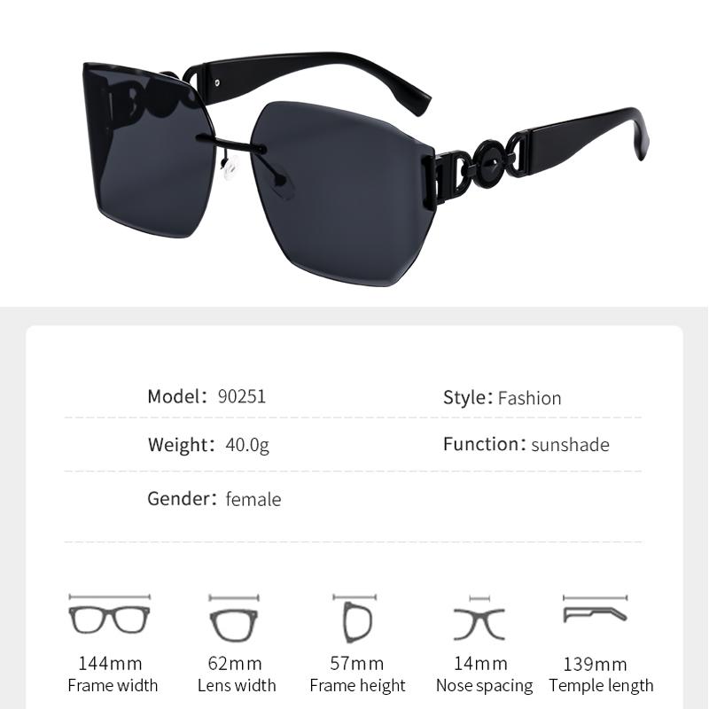 New curved large frame sunglasses for women's trendy high-end hollow design frames to make slim and anti-ultraviolet sunglasses