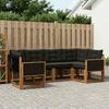 Outdoor Sofa Set with Cushions 6 pcs Natural and Black