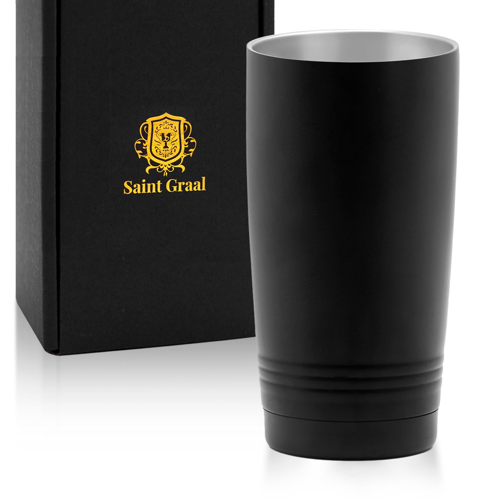 

Highball Glass Mug Tumbler Vacuum Insulated Birthday Gift Beer Gift 600ml [SaintGraal] Father s Men s (Black)