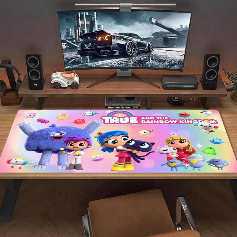 True and the Rainbow Kingdom Farbiges Mauspads Großes Gaming-Tischkissen Rutschfestes Laptop-Tablet Großes Mauspads XXL Matte Mini-PC Spielmatte Mit Verriegeltem Rand