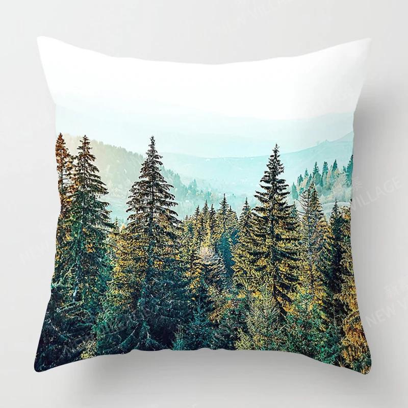 Creative Plant Leaf Patterns Throw Pillow Cover With Short Plush Print Living Room Sofa Decoration Cushion Cover Pillow Covers