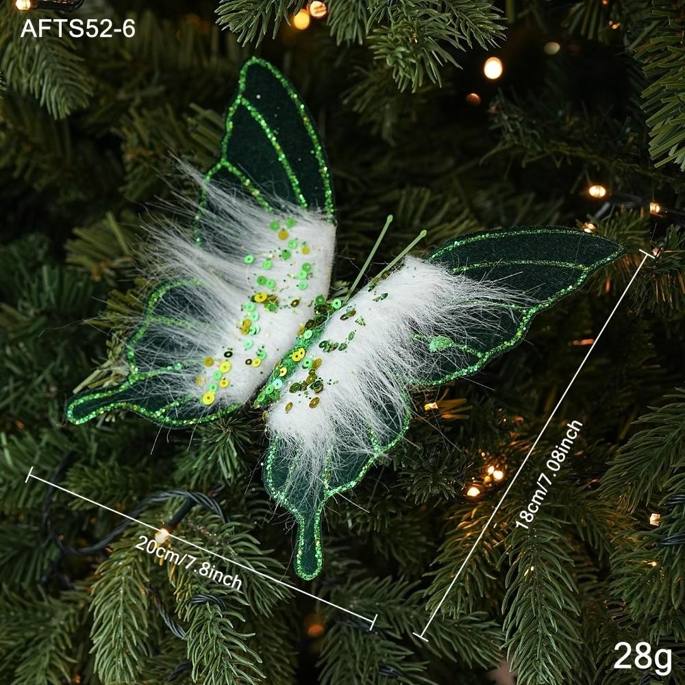 Sequin Bead Butterfly Ornament Fluff Hair Xmas Hanger New Party Decor  Holiday Event
