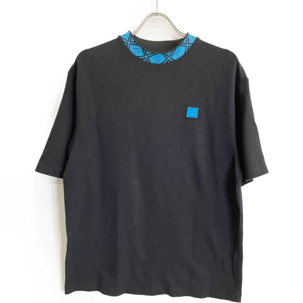 ACNE STUDIOS Black x Blue Face Patch T-Shirt tops M blackUsed