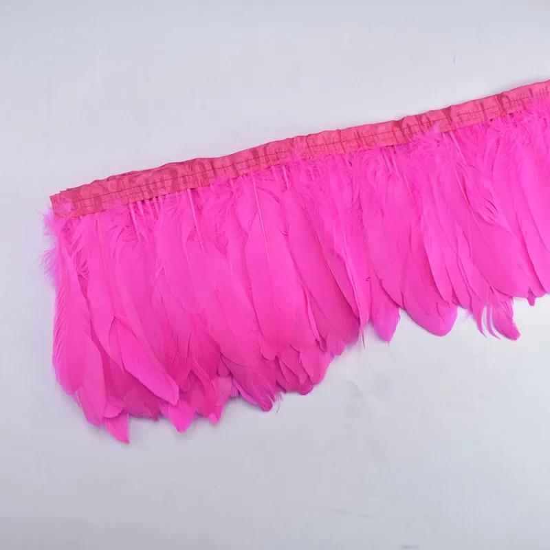 1Meter Colored Goose Feathers Trims Real Geese Feather Trim Tassel Fringe Ribbon White Black Feather Crafts Clothes Accessories