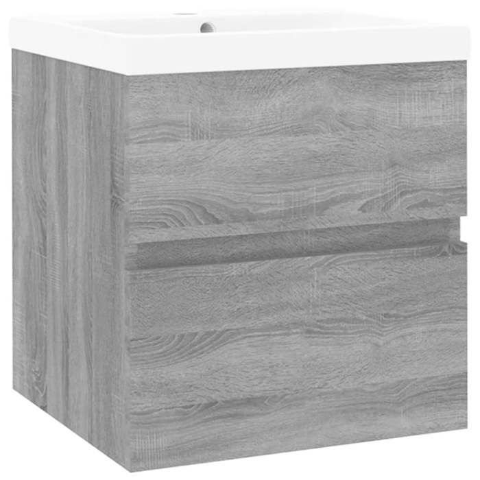 VidaXL Vanity Unit with Integrated Basin Under-Sink Cabinet Bathroom Storage Unit Home Sonoma Grey Wood 3152859