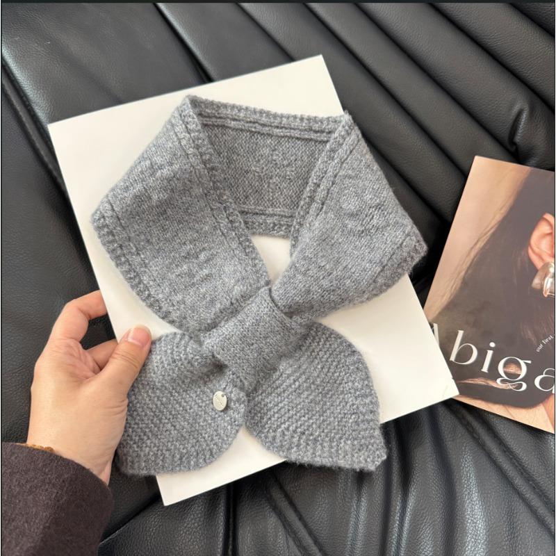 The Cross Knitted Small Scarf Is A New Korean Style for Women's Autumn and Winter. It's Versatile  Warm and Protects The Neck