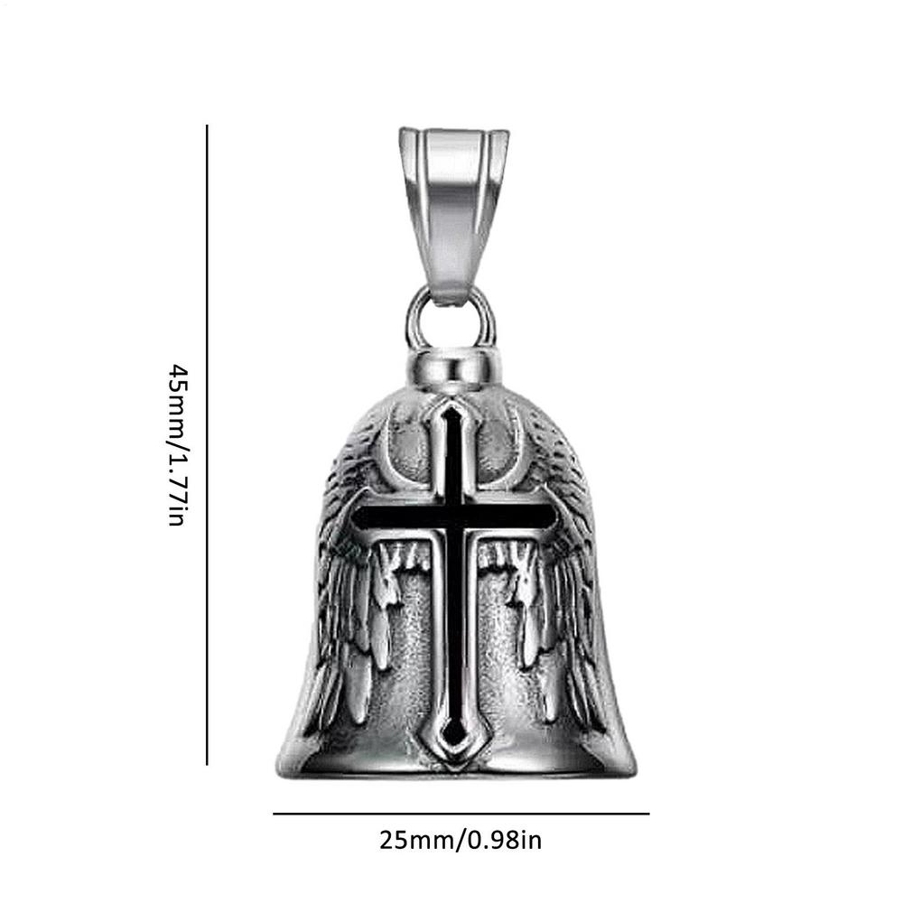 Cross Lucky Bell Angel Wings Motorcycle Bell Pendant Keychain Punk Rock Men's Riding Party Amulet Exorcism Jewelry Accessories