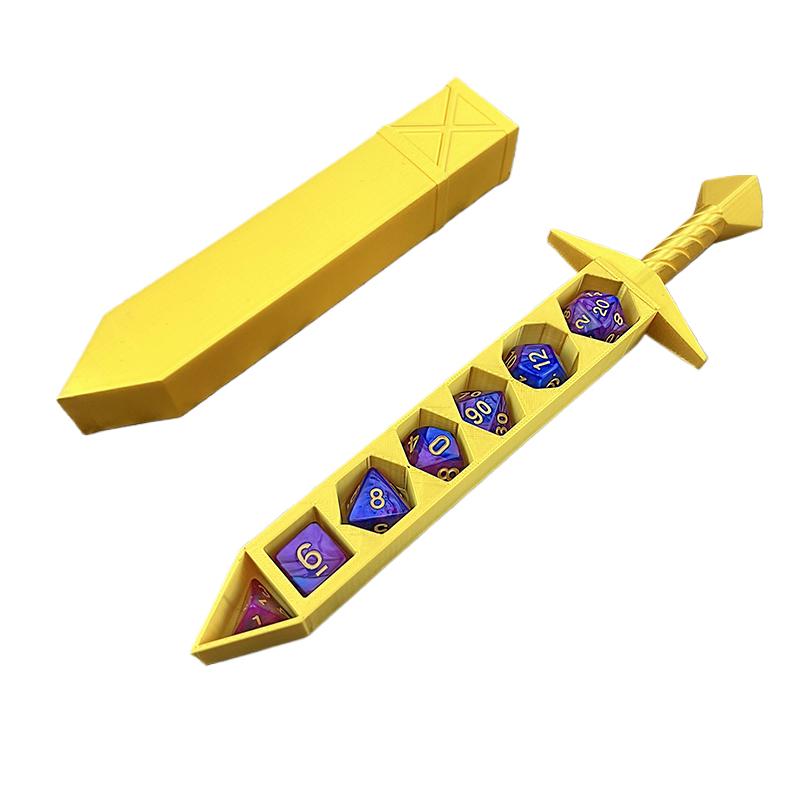 3D Printed Sword-Shaped Storage Box With Dices For Dnd Rpg Trpg Games Dice Dnd Game Role Dice Holder Desktop Ornament Storage Bo