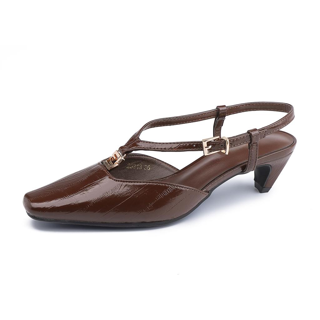 2025 summer new bag head cool slippers women's rear empty single shoes thick heel high sense French high heels are not tired
