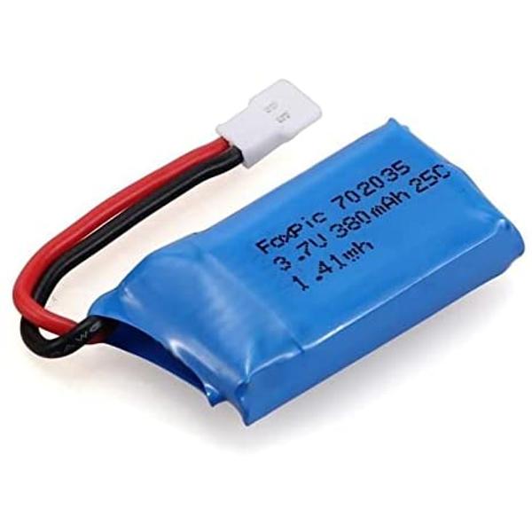 1-Pack LiPo Battery 3.7V 380mAh | Rechargeable for RC Drones & Quadcopters | Compatible with Hubsan X4 H107L H107C H107D, V252, JXD 385