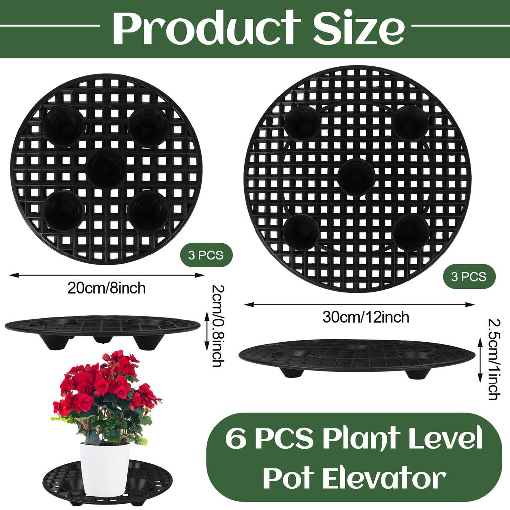 Plant Stands For Outdoors Heavy Duty Plant Level Pot Elevator 8'' 11'' Black Round Plastic Flower Stands Holder Risers For Garde