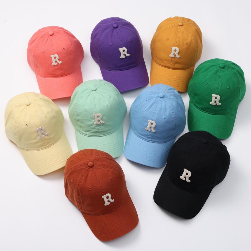 Versatile face small R letter baseball cap curved brim sunshade autumn and winter new trendy widened sunscreen cap