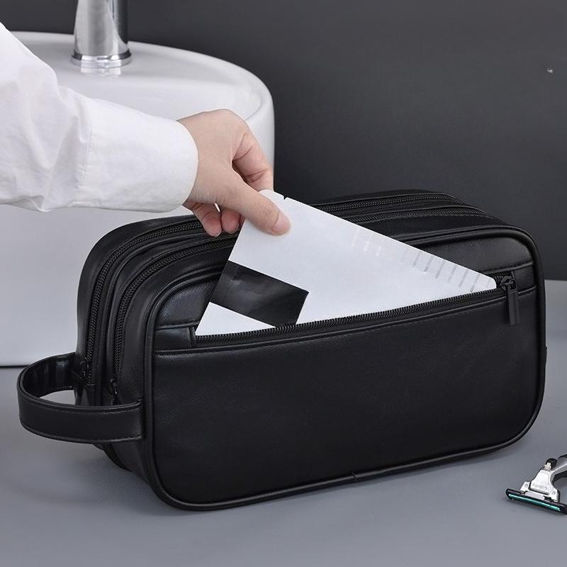 Neceser de PU para Mujer Hombre Portátil Esenciales de Viaje Bolsas de Maquillaje Impermeable Bolsa Colgante Organizador de Lavado Cosmético Bolsa con Particiones Bolsa para Cuidado de la Piel